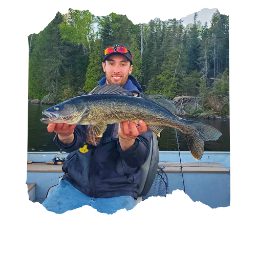 Evan Burrows with Lady Evelyn Lake Walleye