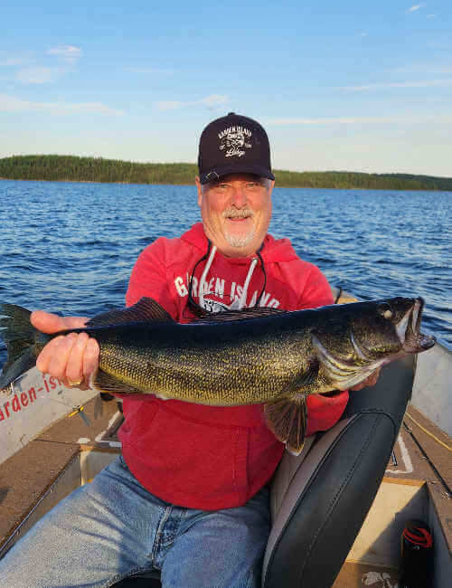 Rod Pixner with fat Ontario walleye.