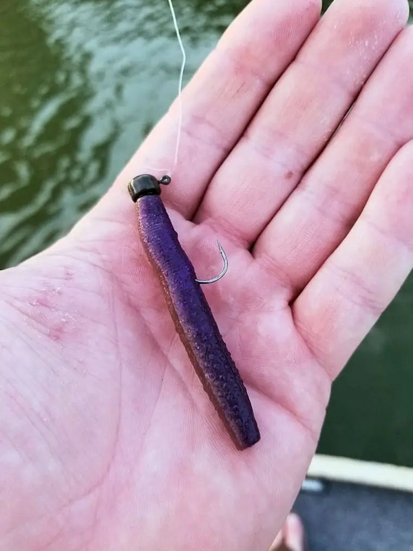 hand holding Ned Rig for walleye and smallmouth